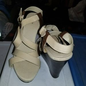 Beige Wedge Sandals..NWOT